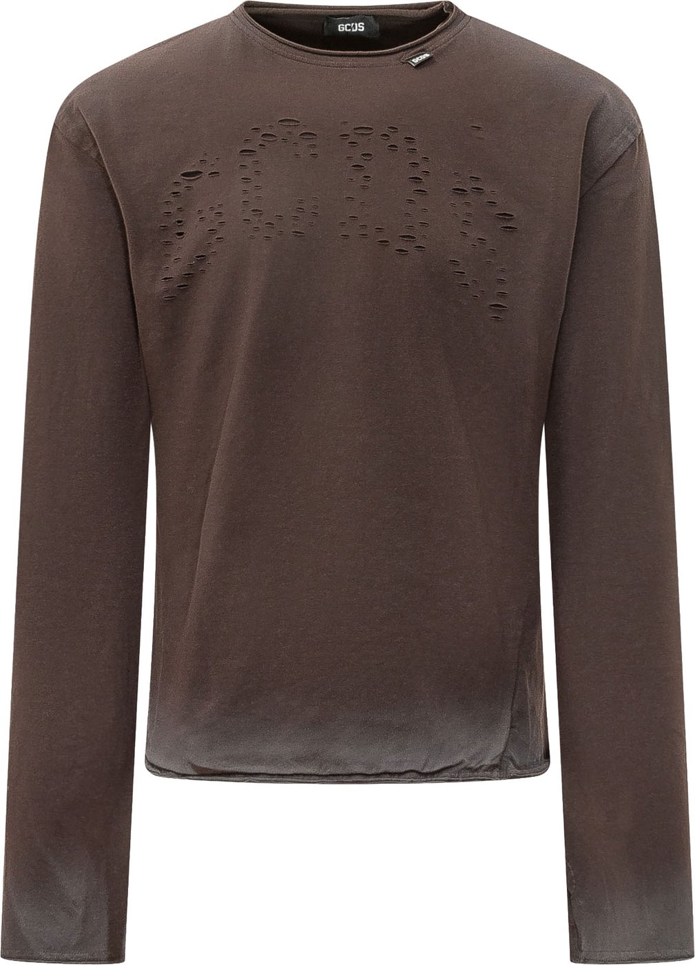 T-shirt a Maniche Lunghe con Logo Traforato