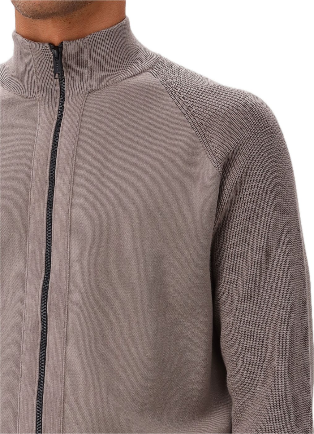 Genti Vest Taupe Cardigan Zip LS