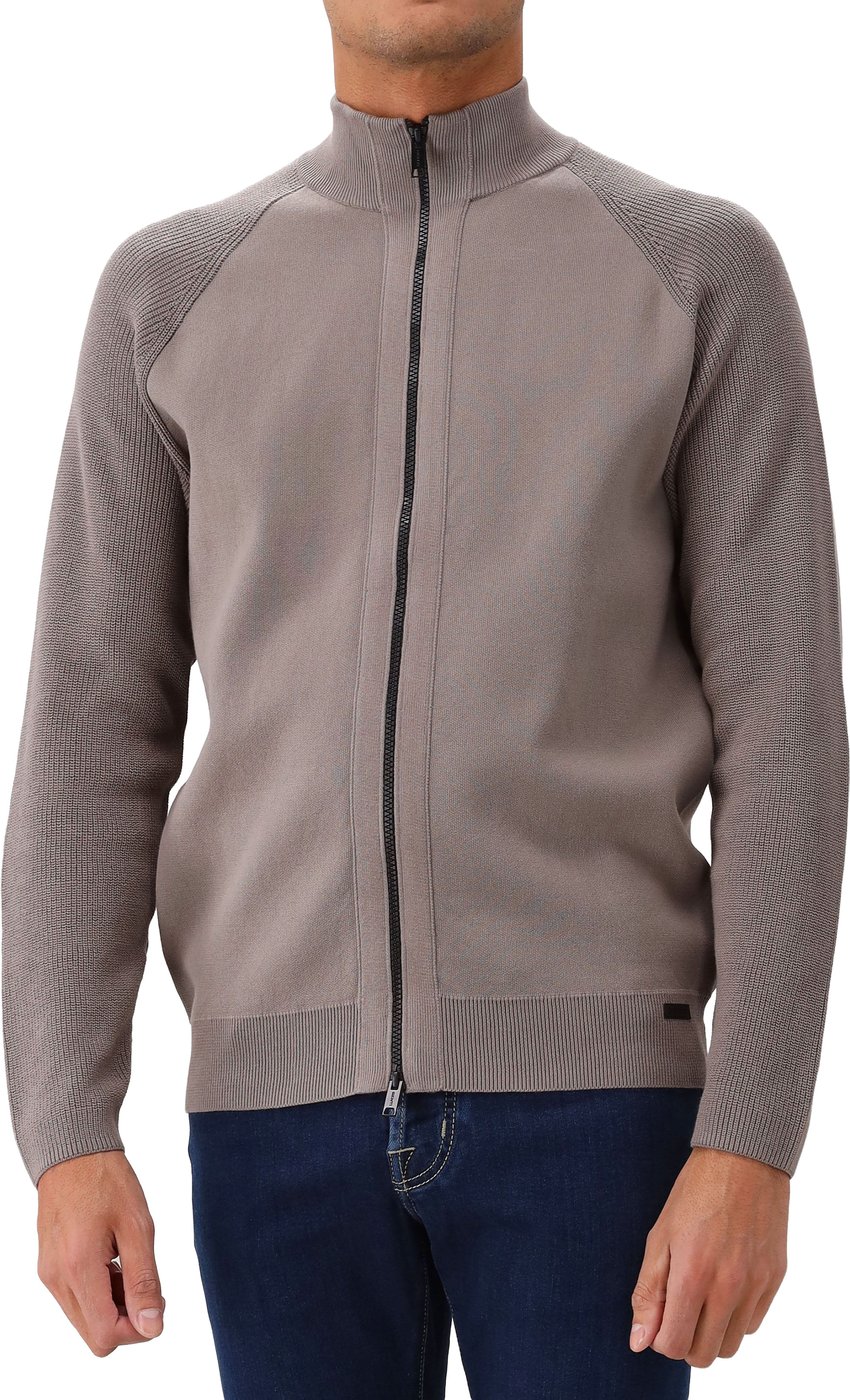 Genti Vest Taupe Cardigan Zip LS