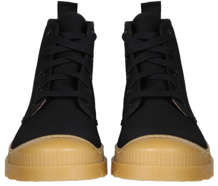Chunky Sole Black Canvas Hiking Boots