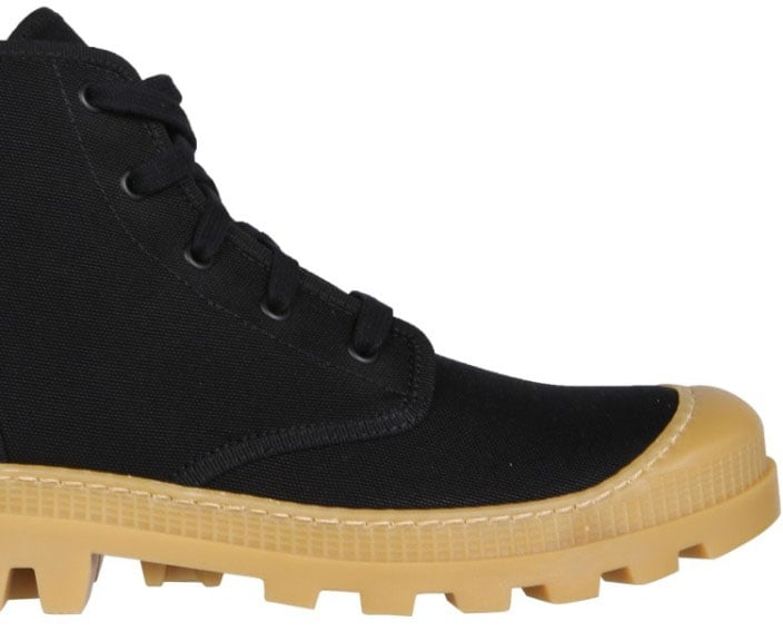 Chunky Sole Black Canvas Hiking Boots