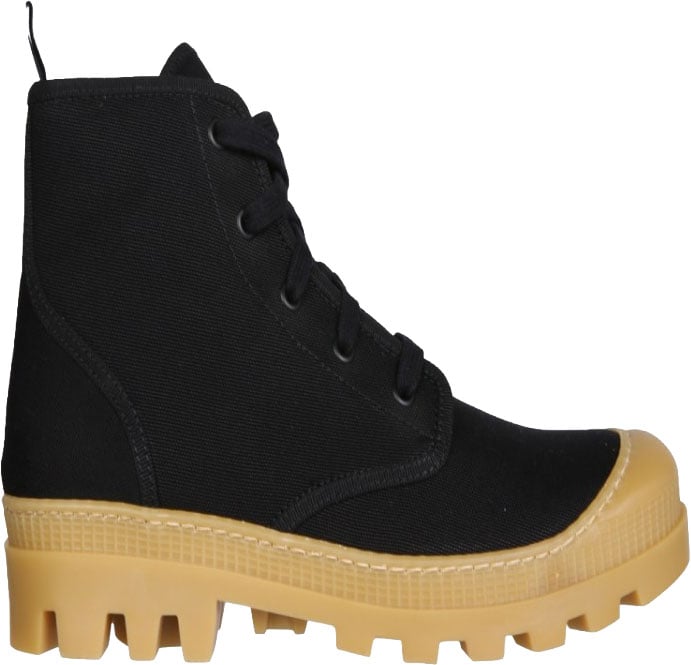 Chunky Sole Black Canvas Hiking Boots