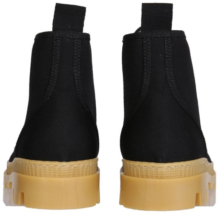 Chunky Sole Black Canvas Hiking Boots