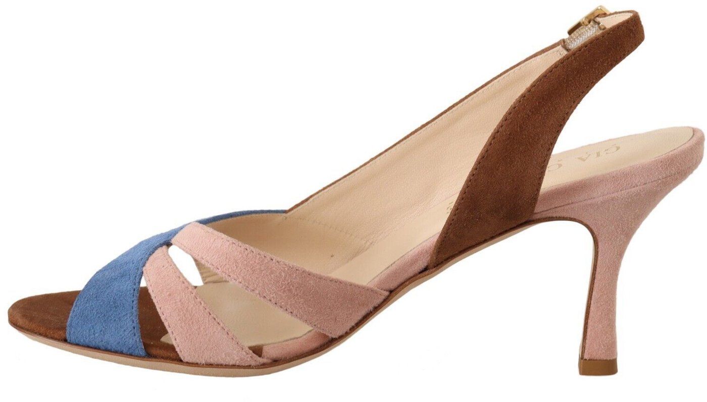 GIA COUTURE Multicolor Suede Leather Slingback Heels Sandals Shoes