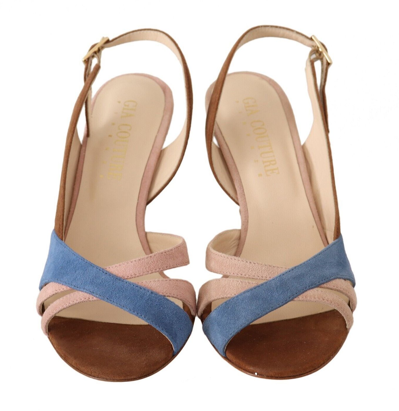GIA COUTURE Multicolor Suede Leather Slingback Heels Sandals Shoes