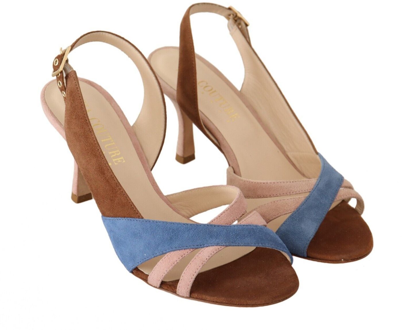 GIA COUTURE Multicolor Suede Leather Slingback Heels Sandals Shoes