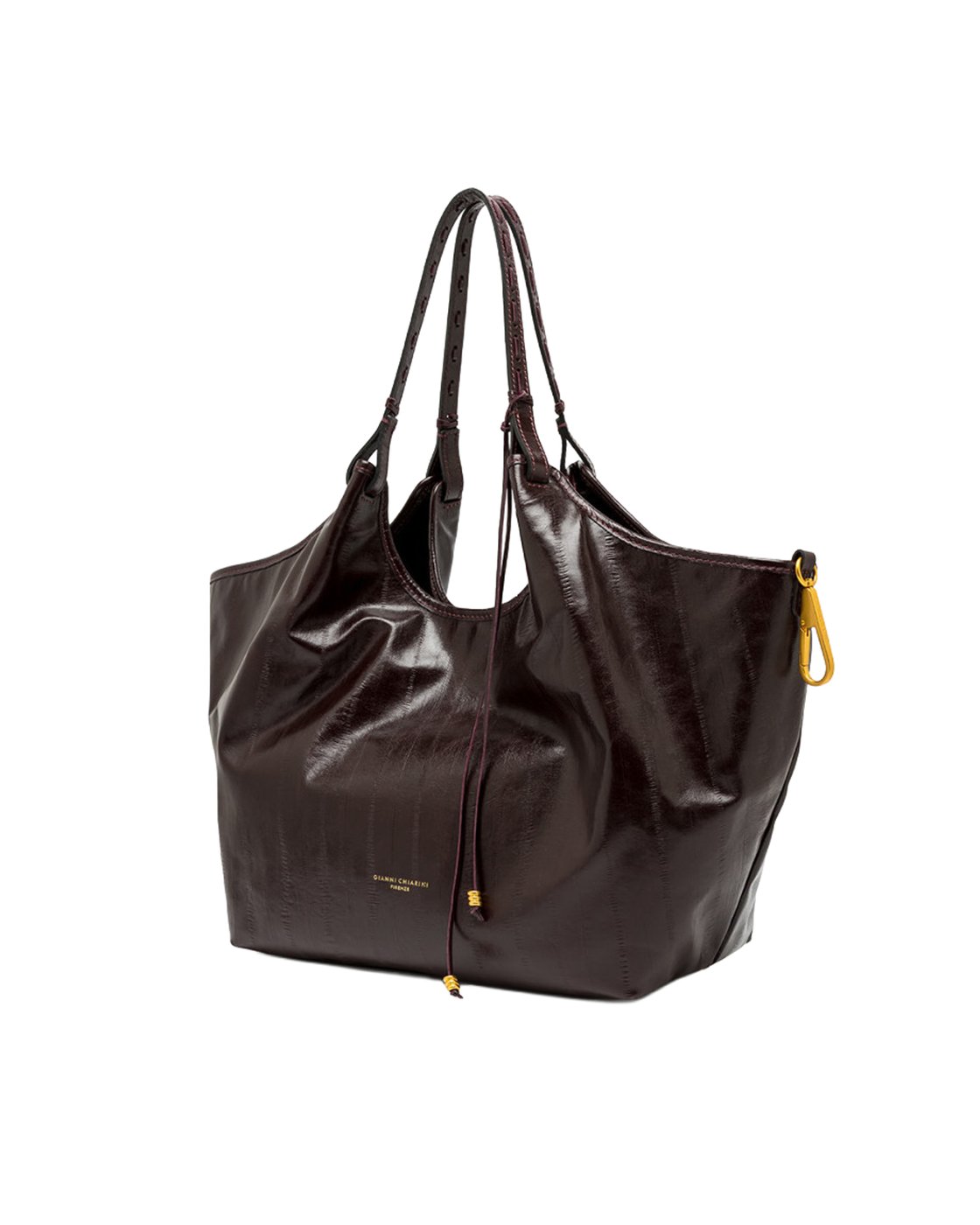 Antique Ruby Dua Eel Print Leather Tote Bag