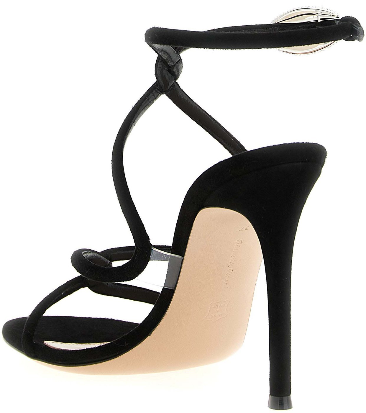 Gianvito Rossi Black Suede Leather Stiletto Heel Sandals