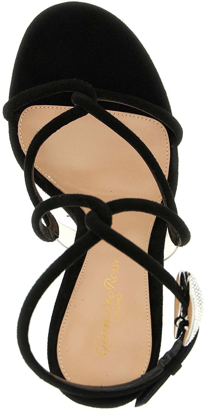 Gianvito Rossi Black Suede Leather Stiletto Heel Sandals