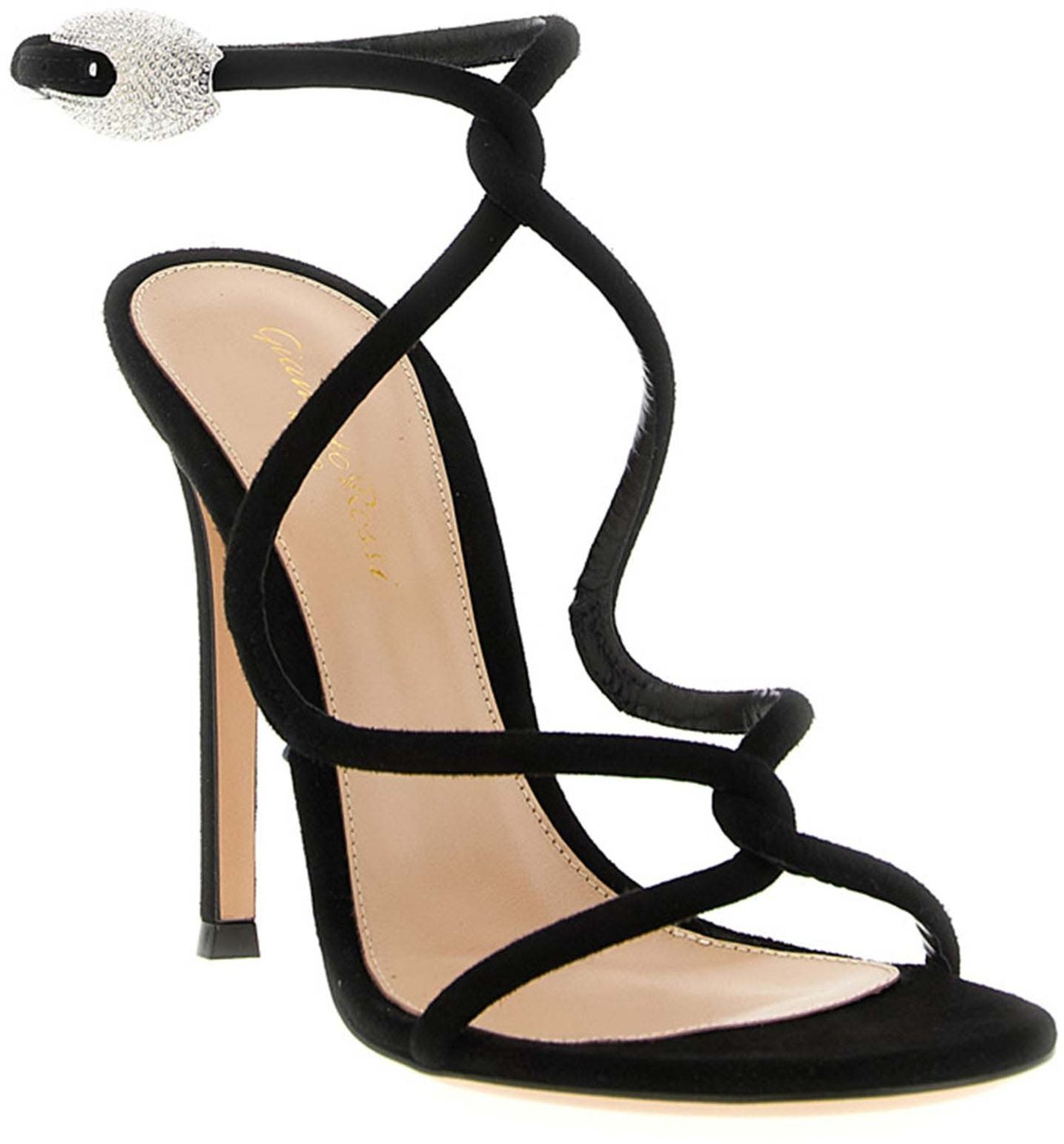 Gianvito Rossi Black Suede Leather Stiletto Heel Sandals