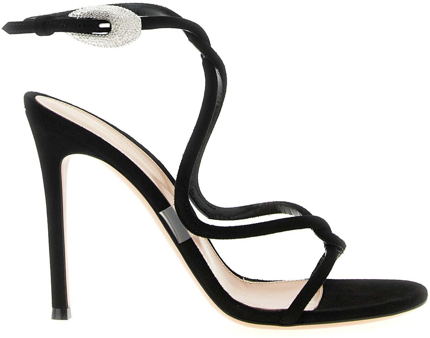 Gianvito Rossi Black Suede Leather Stiletto Heel Sandals