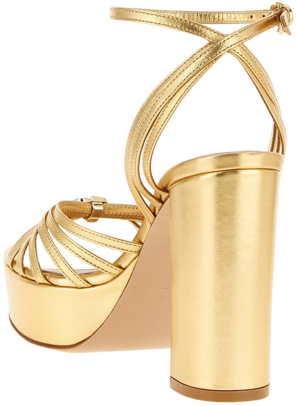 Gianvito Rossi Gold Lamb Leather Stiletto Heel Sandals