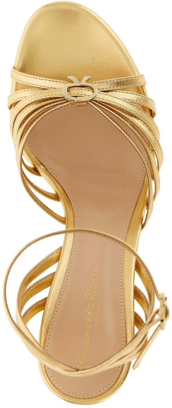 Gianvito Rossi Gold Lamb Leather Stiletto Heel Sandals