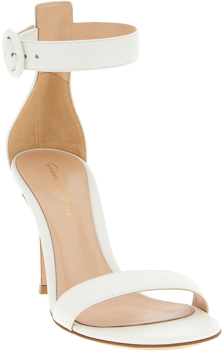 Gianvito Rossi White Napa Leather / Calf Bos Taurus Stiletto Heel Sandals