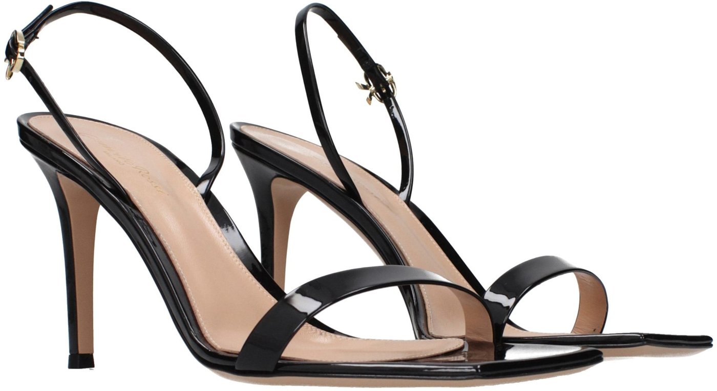 Gianvito Rossi Black Leather Stiletto Heel Sandals