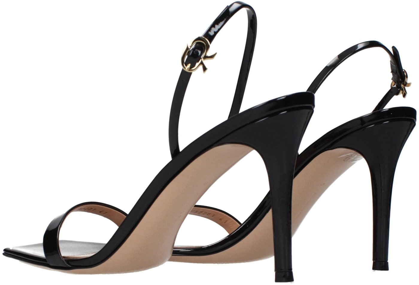 Gianvito Rossi Black Leather Stiletto Heel Sandals