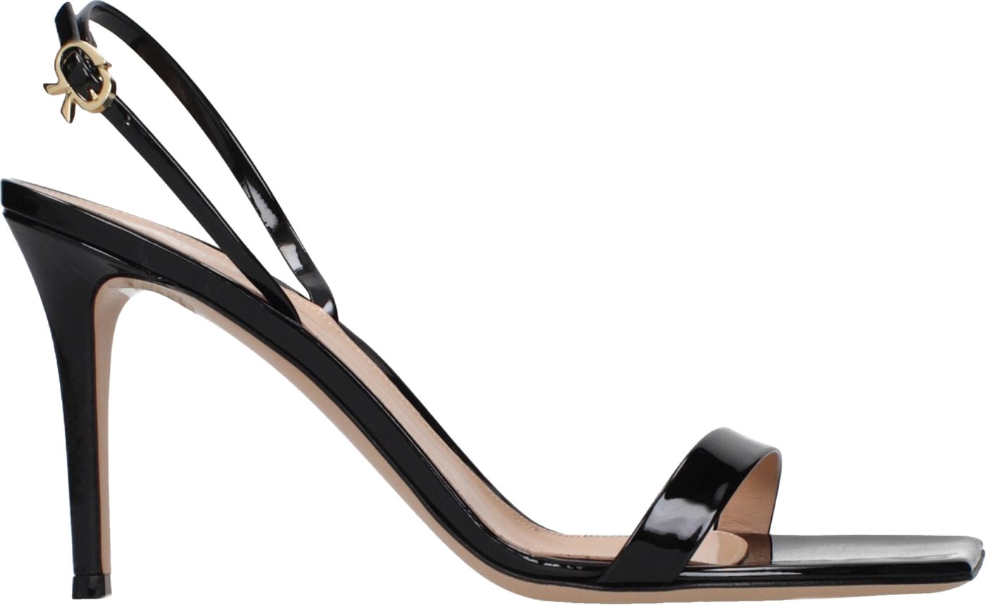 Gianvito Rossi Black Leather Stiletto Heel Sandals