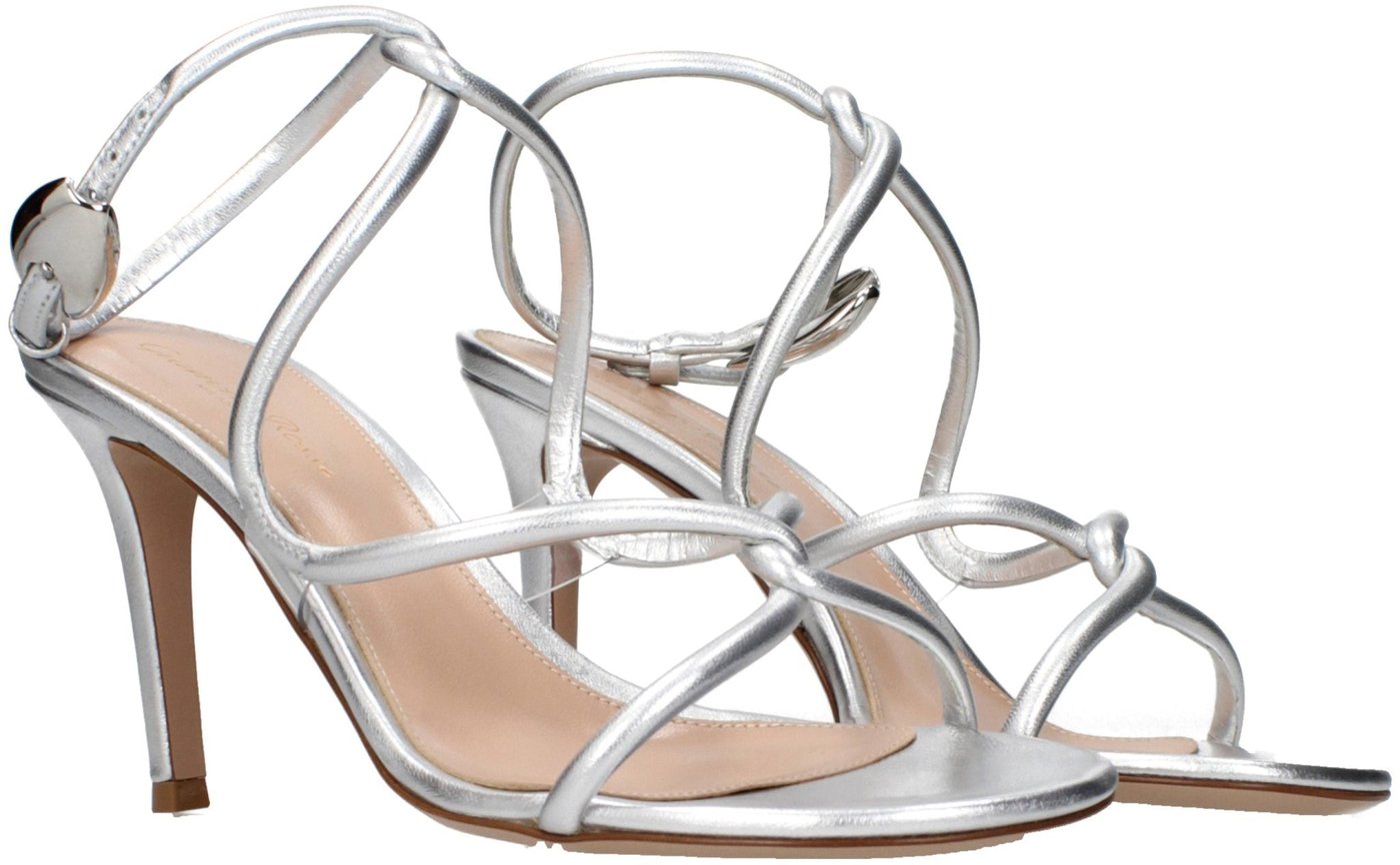 Gianvito Rossi Gray Leather Stiletto Heel Sandals