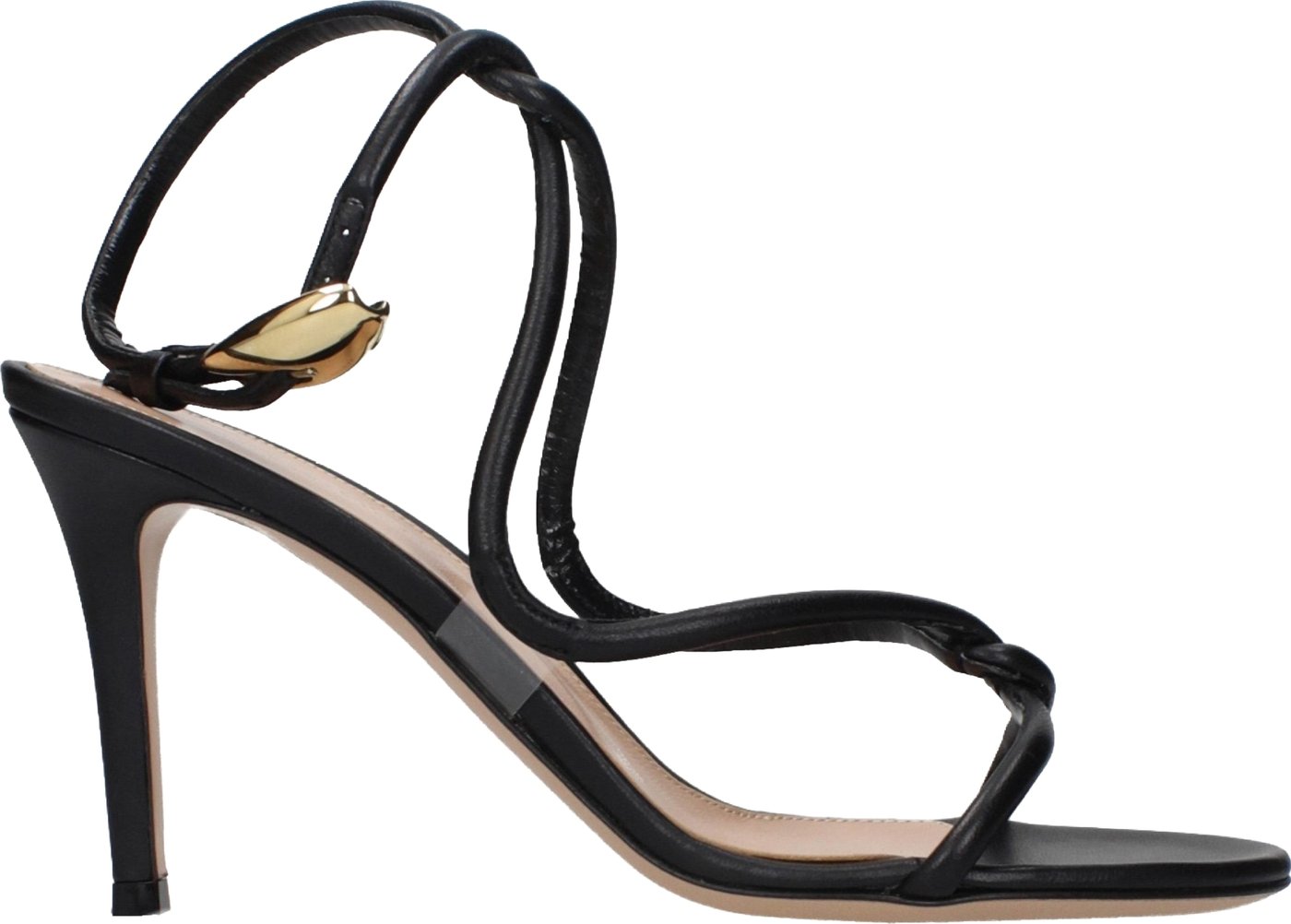 Gianvito Rossi Black Leather Stiletto Heel Sandals