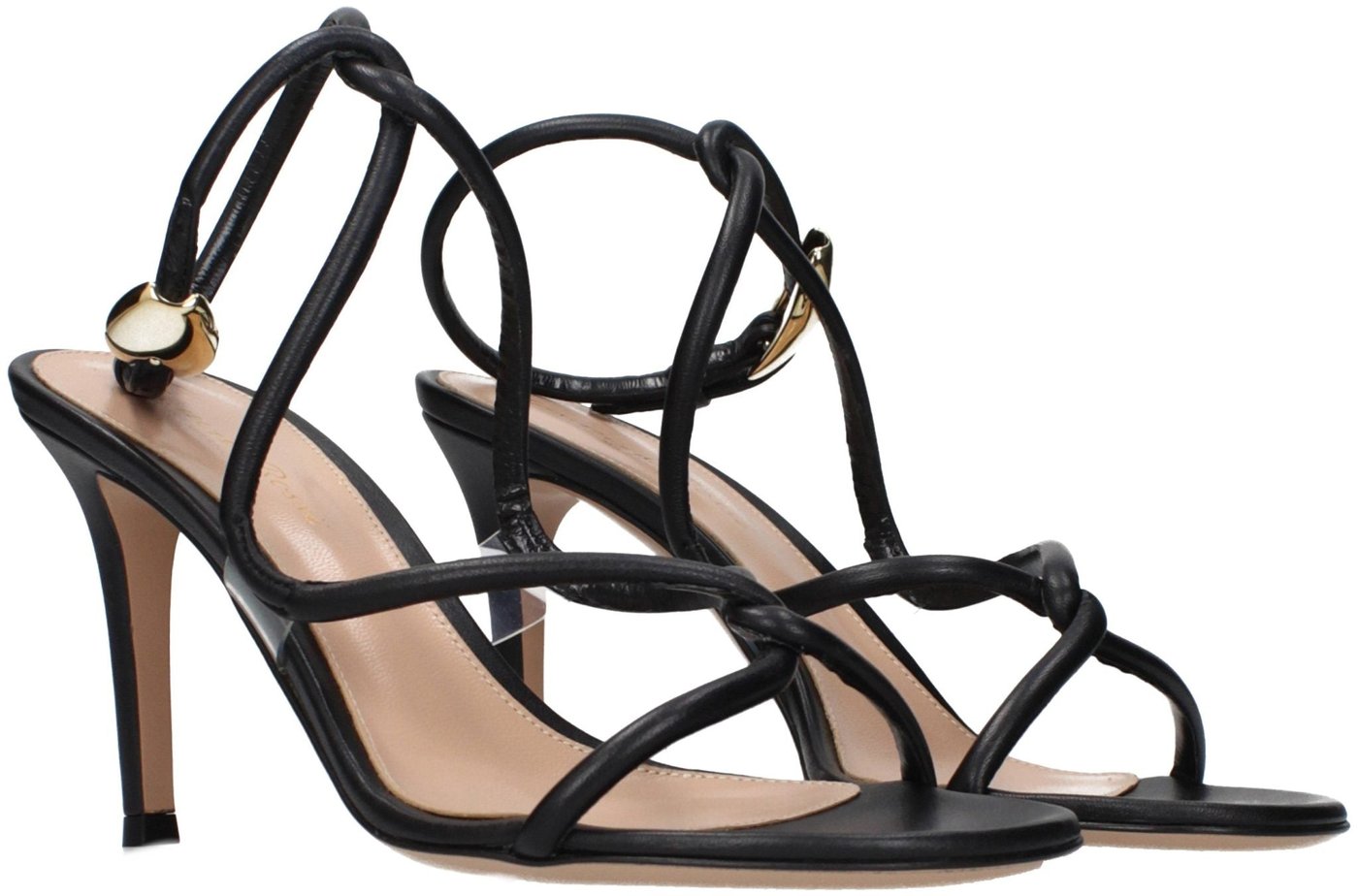 Gianvito Rossi Black Leather Stiletto Heel Sandals