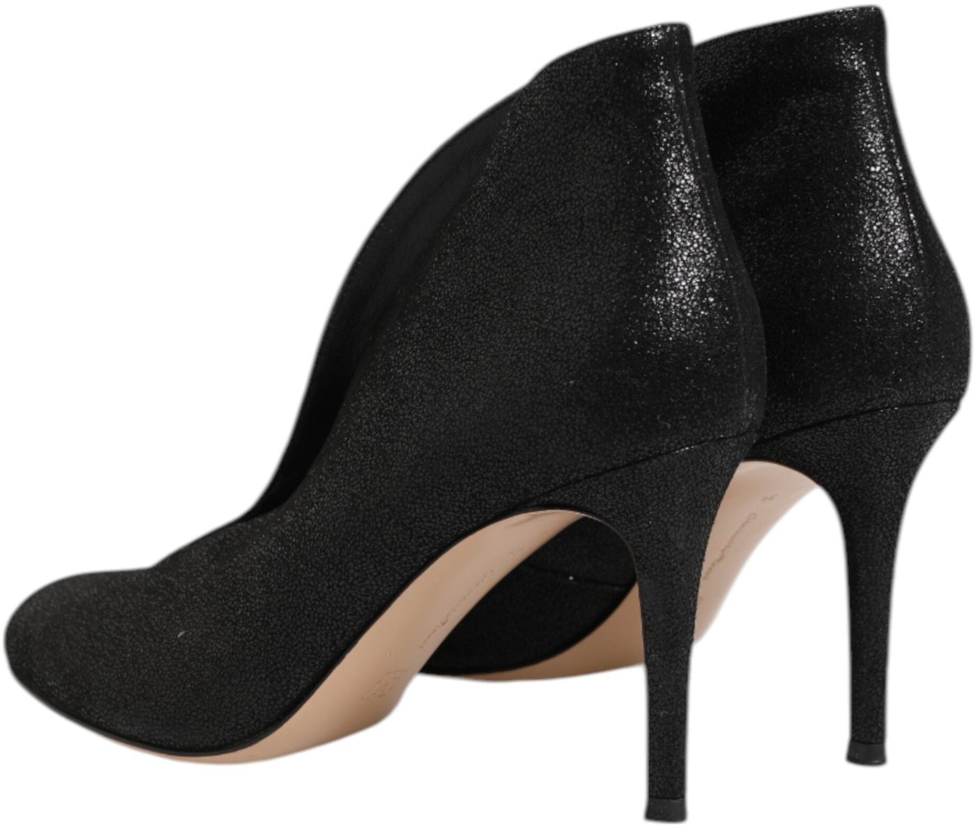 Gianvito Rossi Metallic Black Pump Stiletto Heels Shoes
