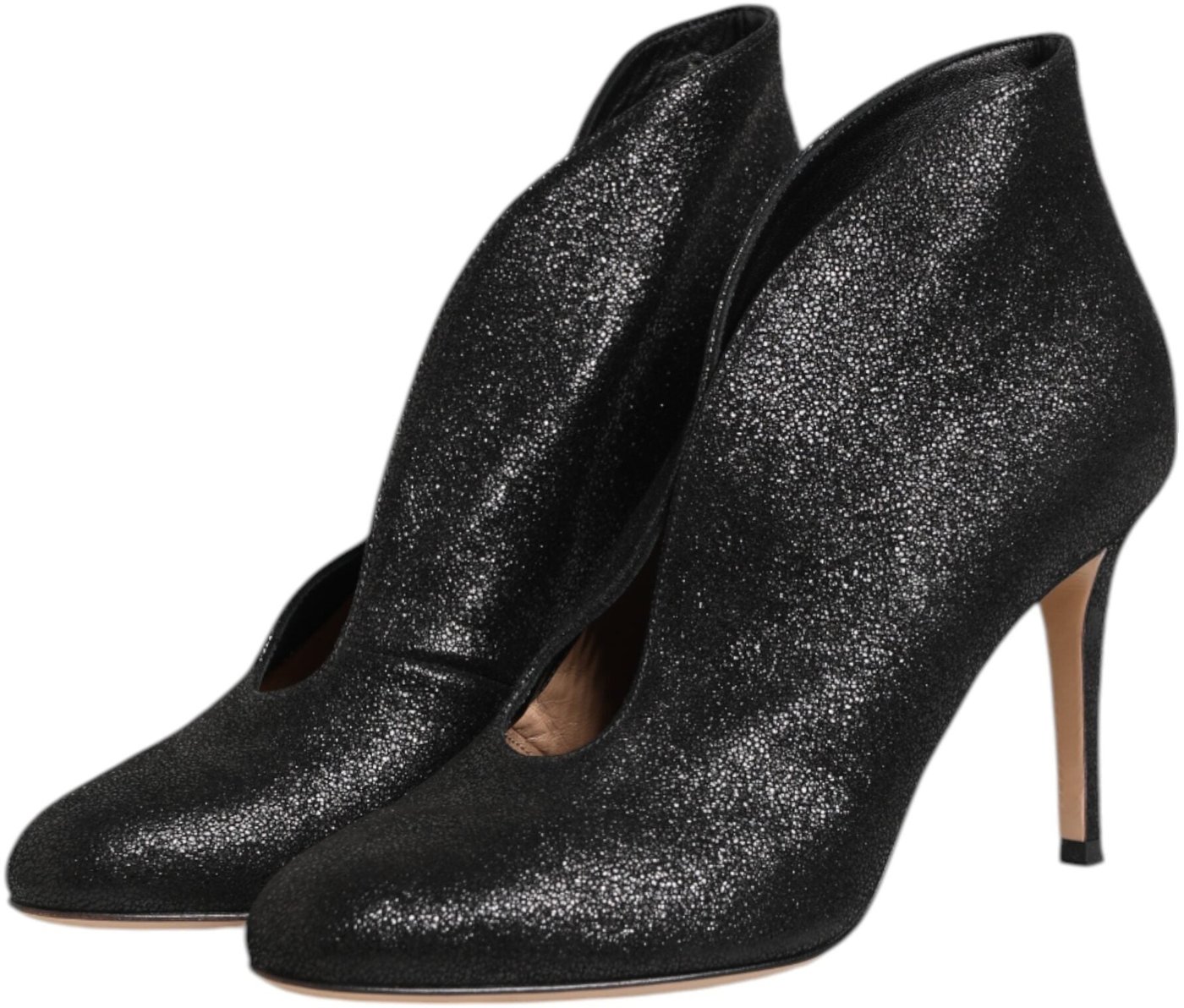 Gianvito Rossi Metallic Black Pump Stiletto Heels Shoes