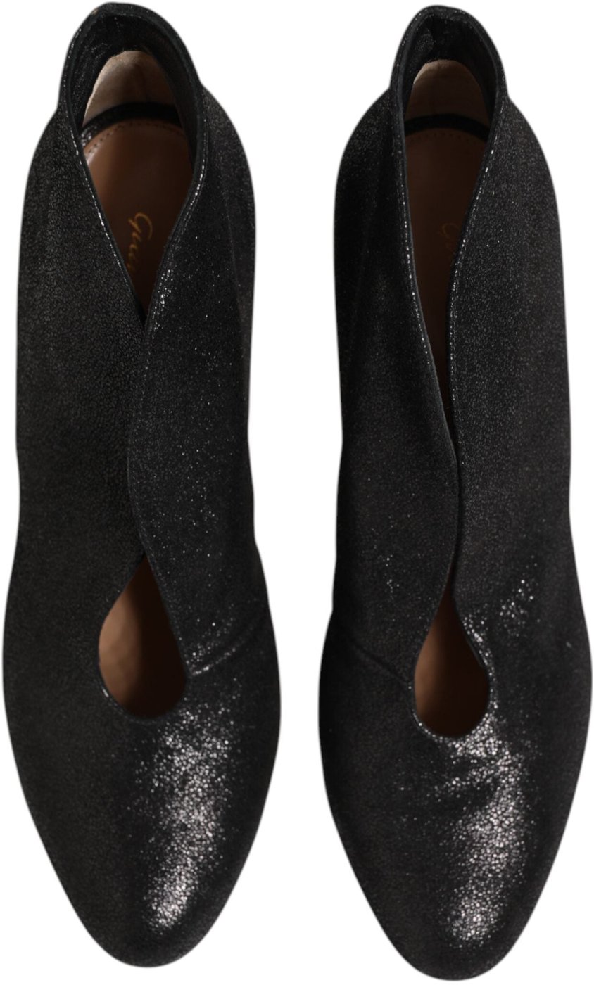 Gianvito Rossi Metallic Black Pump Stiletto Heels Shoes