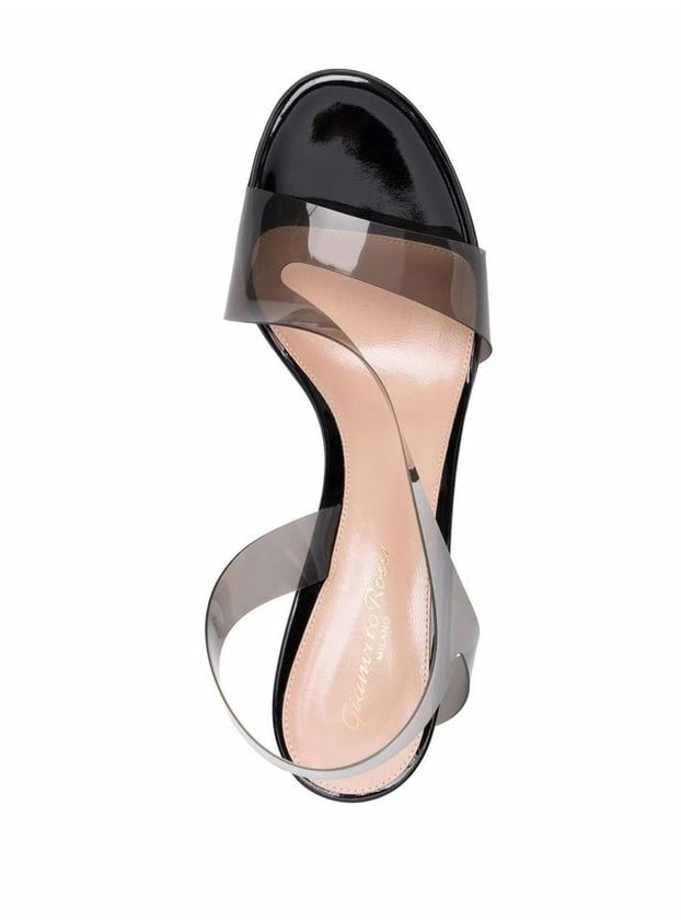 Gianvito Rossi Black Rubber Stiletto Heel Sandals