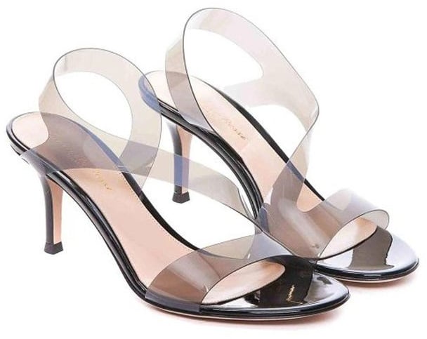 Gianvito Rossi Black Rubber Stiletto Heel Sandals