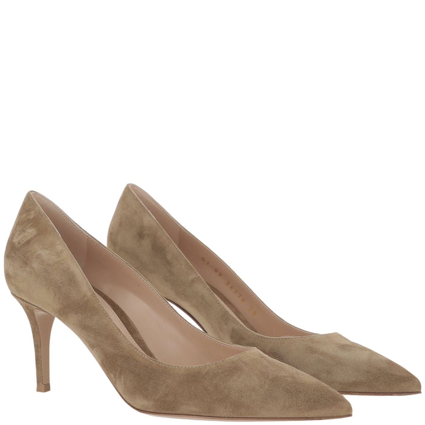 Suede Pumps With Pointed Toe And Slim Heel
