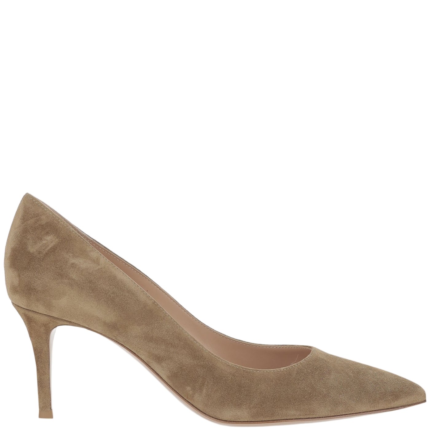 Suede Pumps With Pointed Toe And Slim Heel