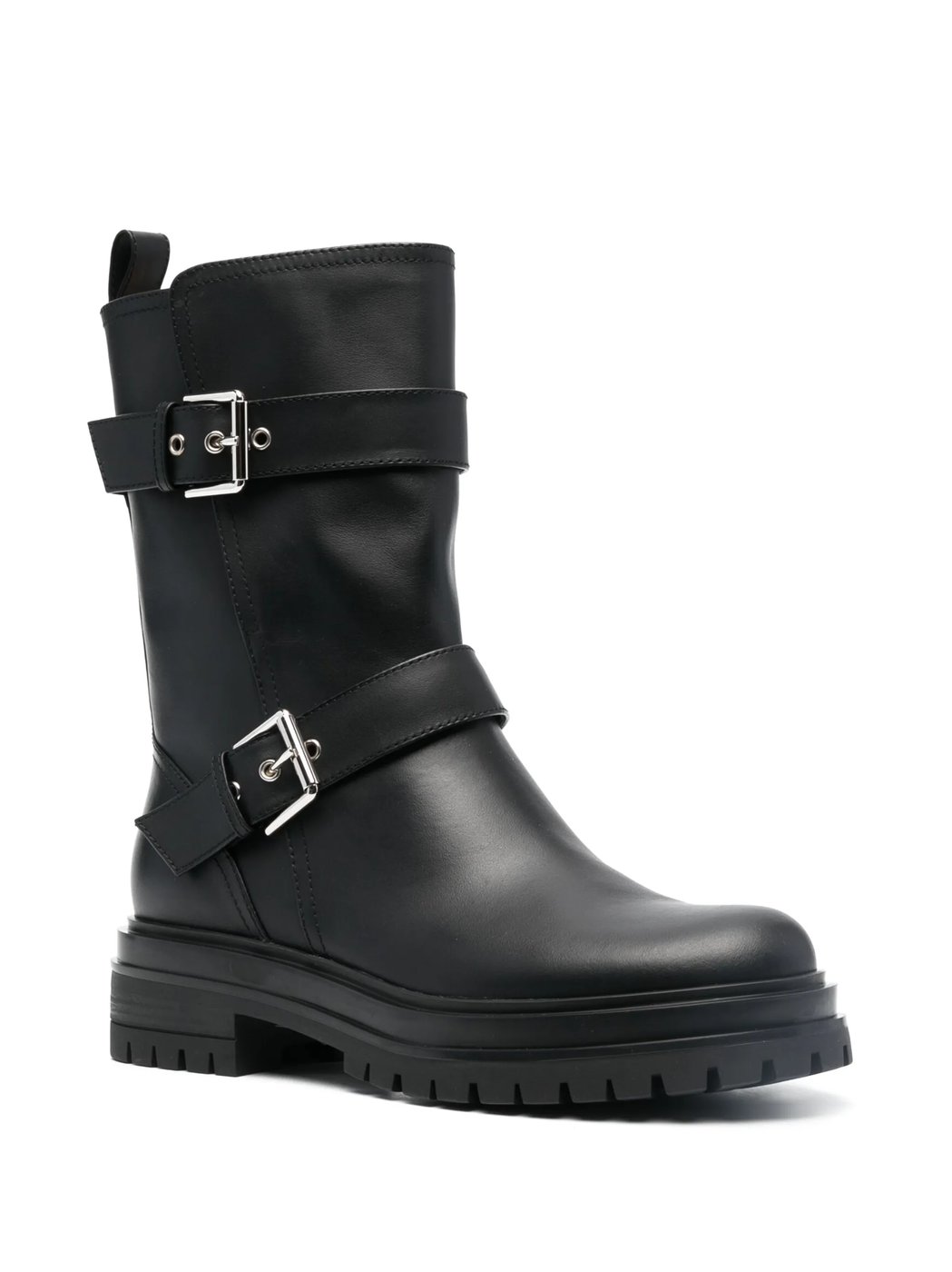 Black Chunky Sole Calf Leather Boots