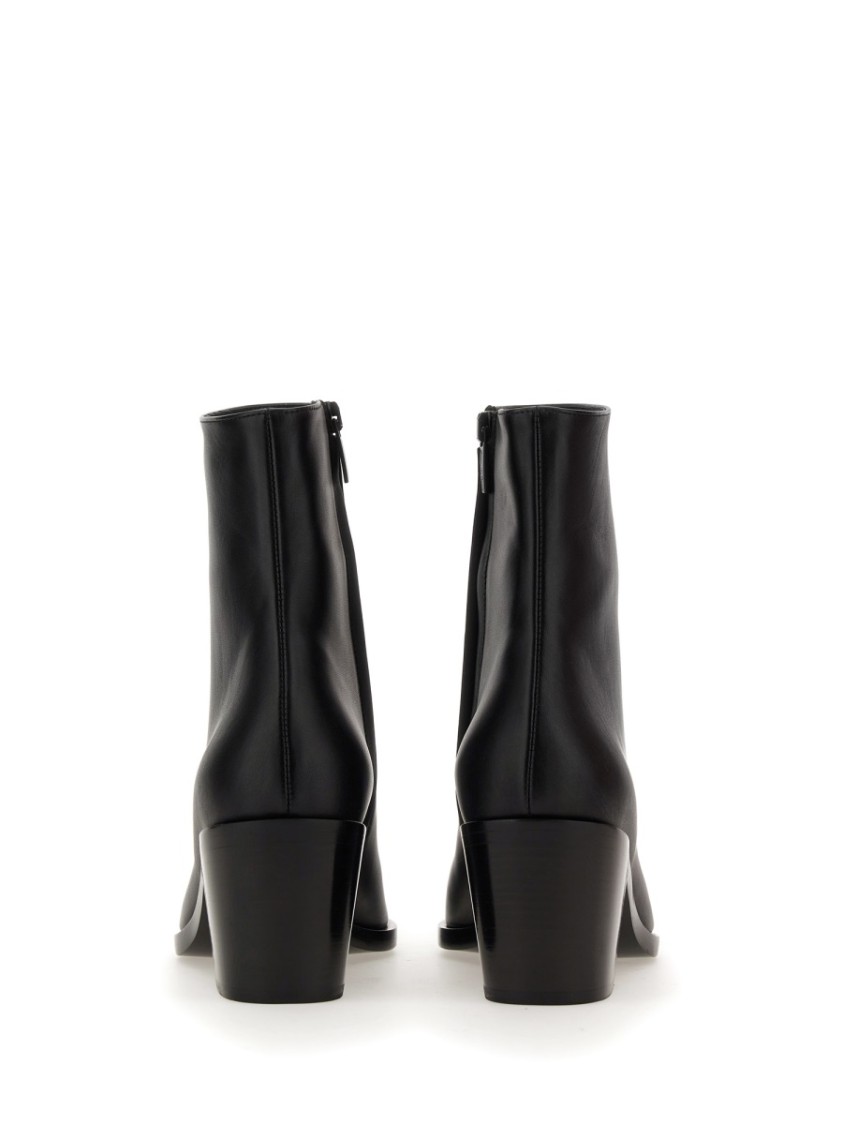 Smooth Leather Ankle Boots With Pointed Toe