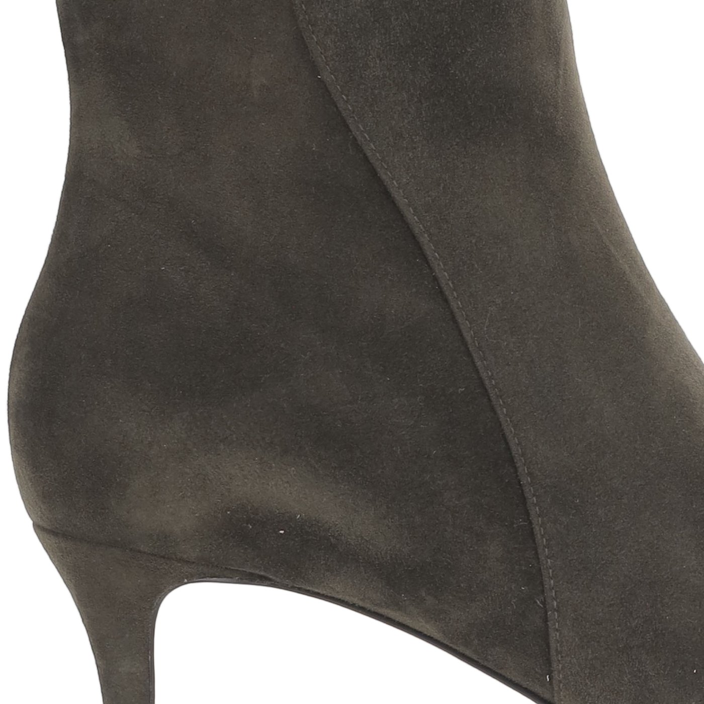 Pointed-Toe Suede Ankle Boots With Side Zipper Closure
