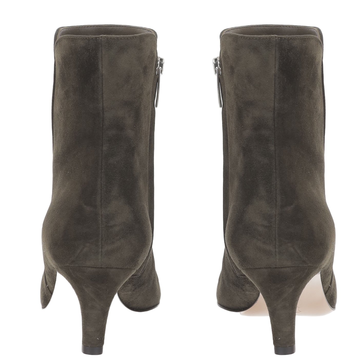 Pointed-Toe Suede Ankle Boots With Side Zipper Closure