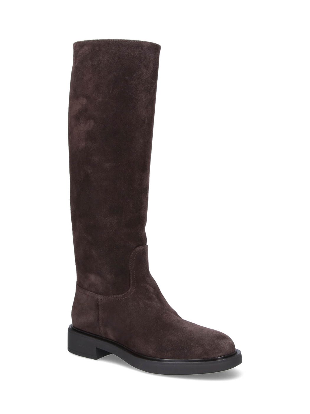 Suede Brown Stivali "Ascott" with Rounded Toe and Slip-On Design