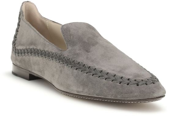 Giorgio Armani Gray Calf Leather Bos Taurus Slip-On Loafers