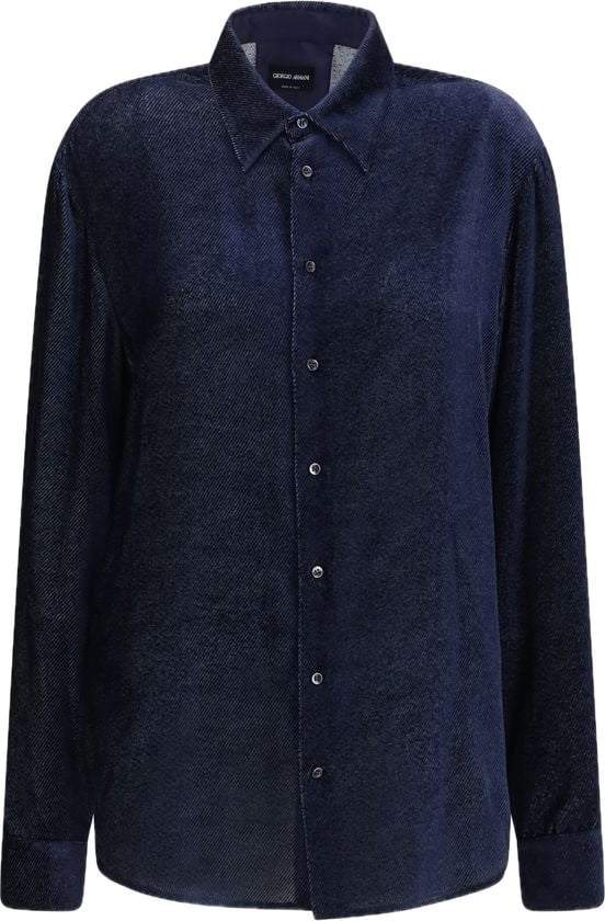 Giorgio Armani Blue Silk Dress Shirt