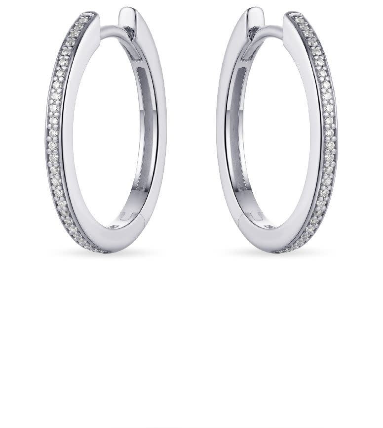 Gisser Jewels Oorringen KCD2/20 925 Zilver Gerhodineerd met Zirkonia 2mm breed 20mm doorsnede