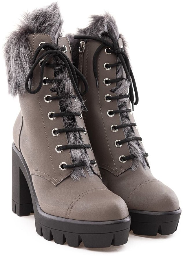 Giuseppe Zanotti Beige Eco Leather Lace-Up Boots