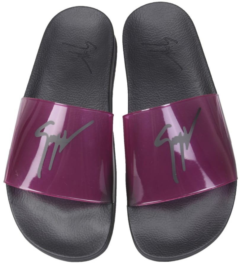 Transparent Purple Polyvinyl Chloride Slide Sandals