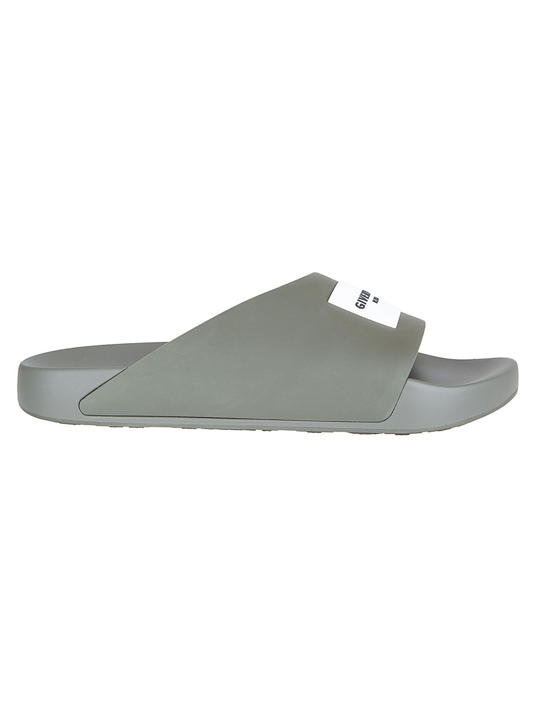 Asymmetrical Grey Rubber Slides with Givenchy Paris Logo