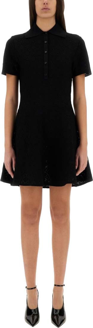 Textured Jacquard Polo Style Dress