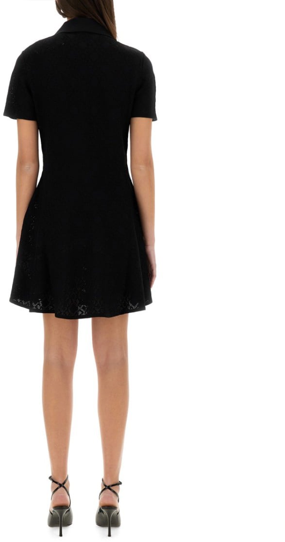 Textured Jacquard Polo Style Dress