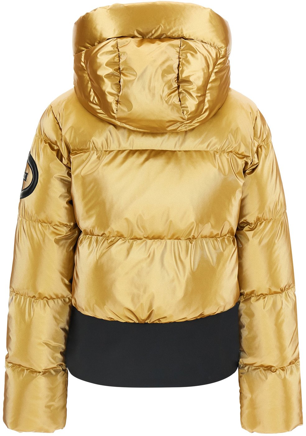 Metallic Gold Logo-Patch High-Collar Down Jacket
