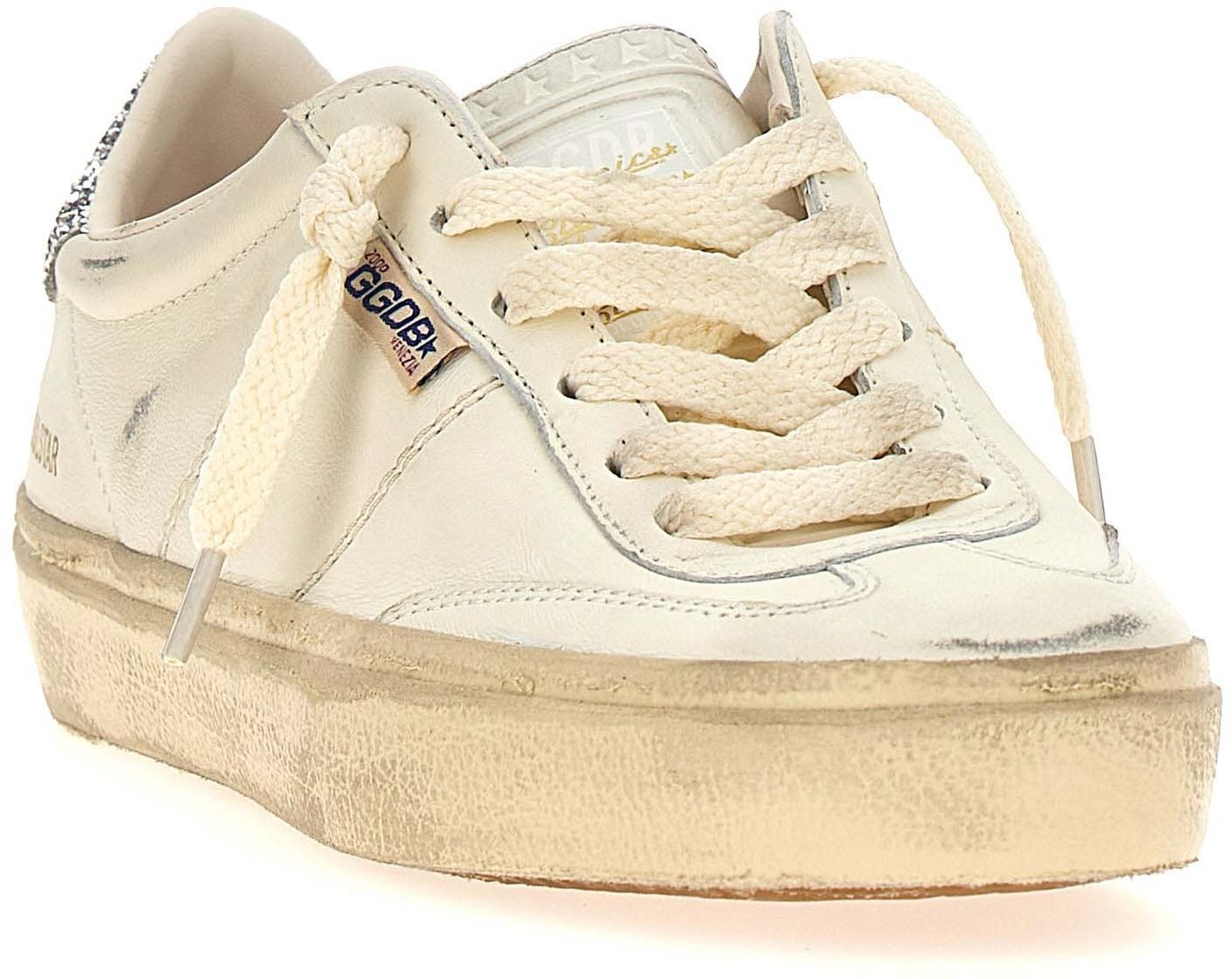 White Soul-Star Glittery Heel Leather Sneakers