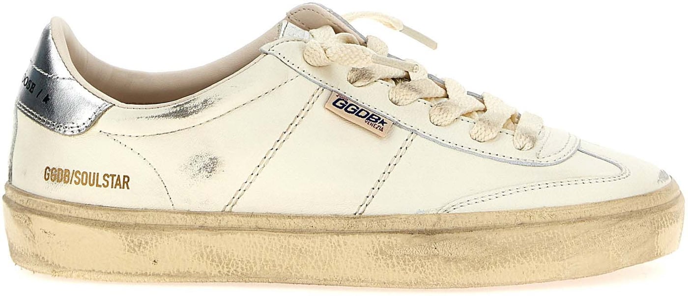 Golden Goose Silver Lamb Leather Low Top Sneakers