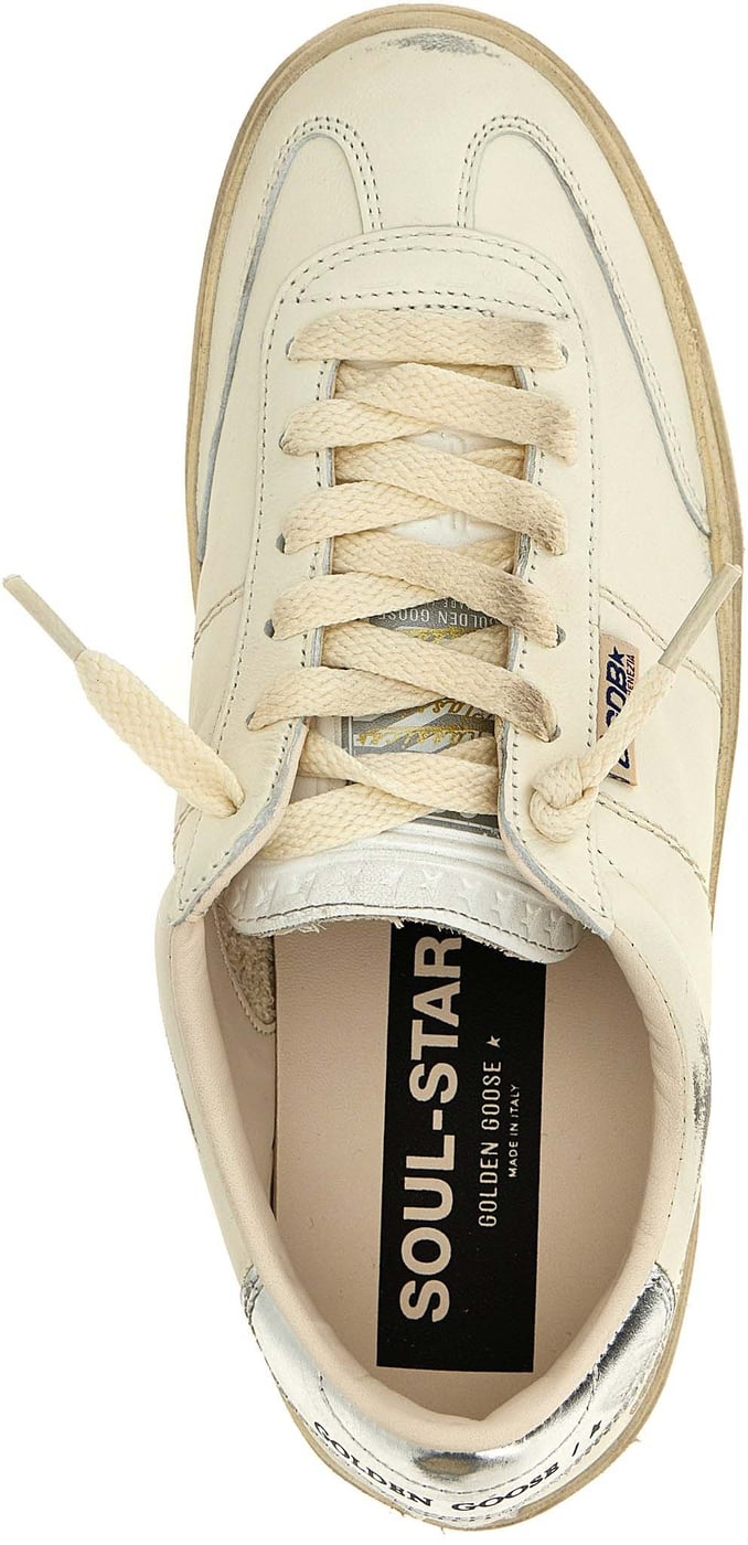Golden Goose Silver Lamb Leather Low Top Sneakers