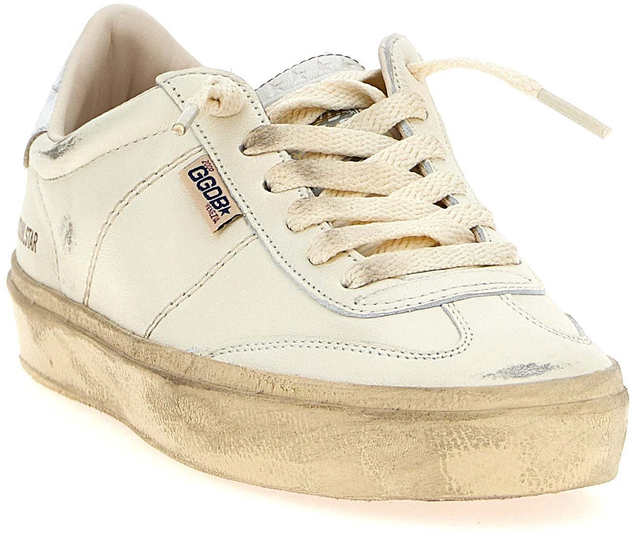 Golden Goose Silver Lamb Leather Low Top Sneakers