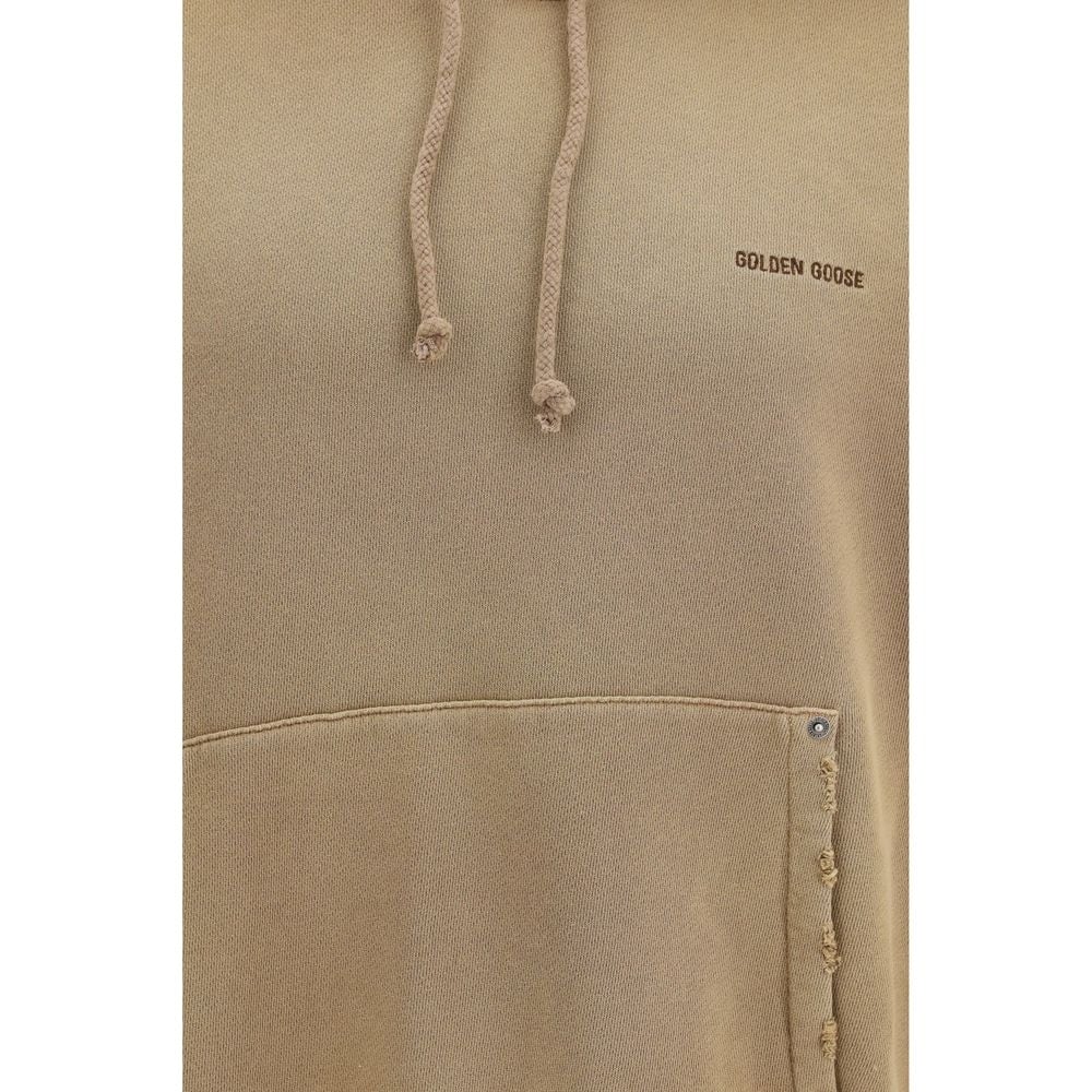 Dark Beige Logo Hooded Cotton Sweatshirt